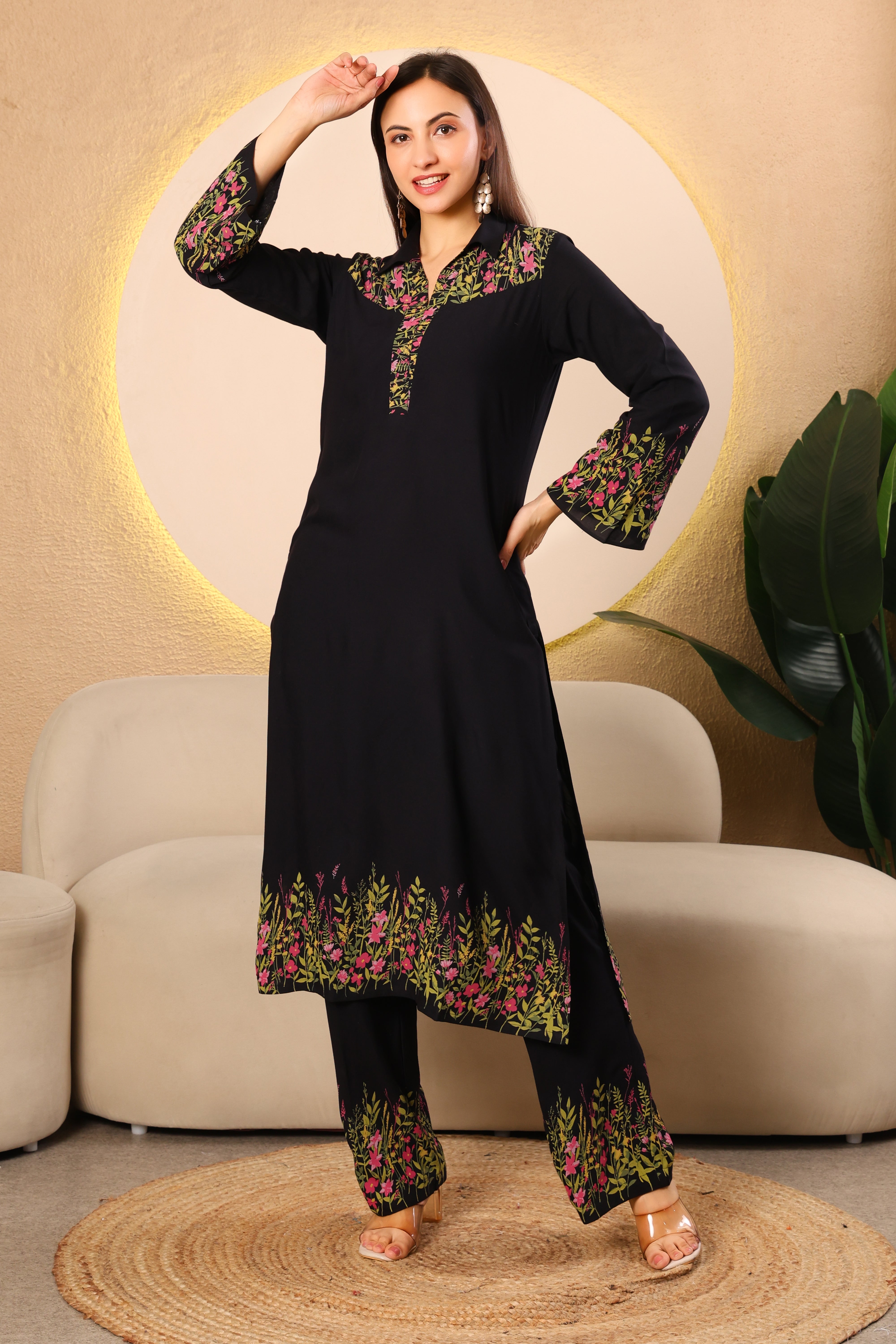 Shirt Collar Kurti Set