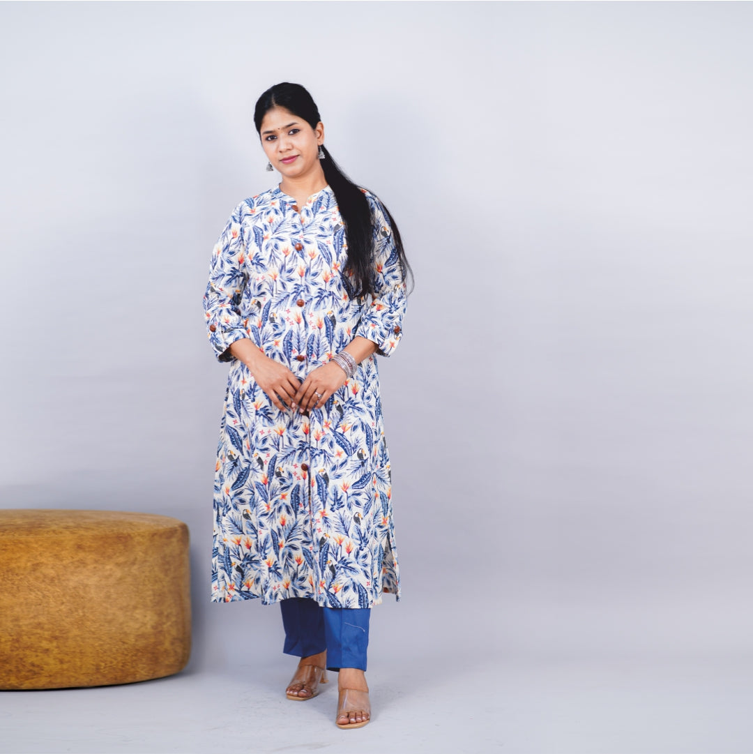 Kurti Chinese collar Fabric Cotton Linen