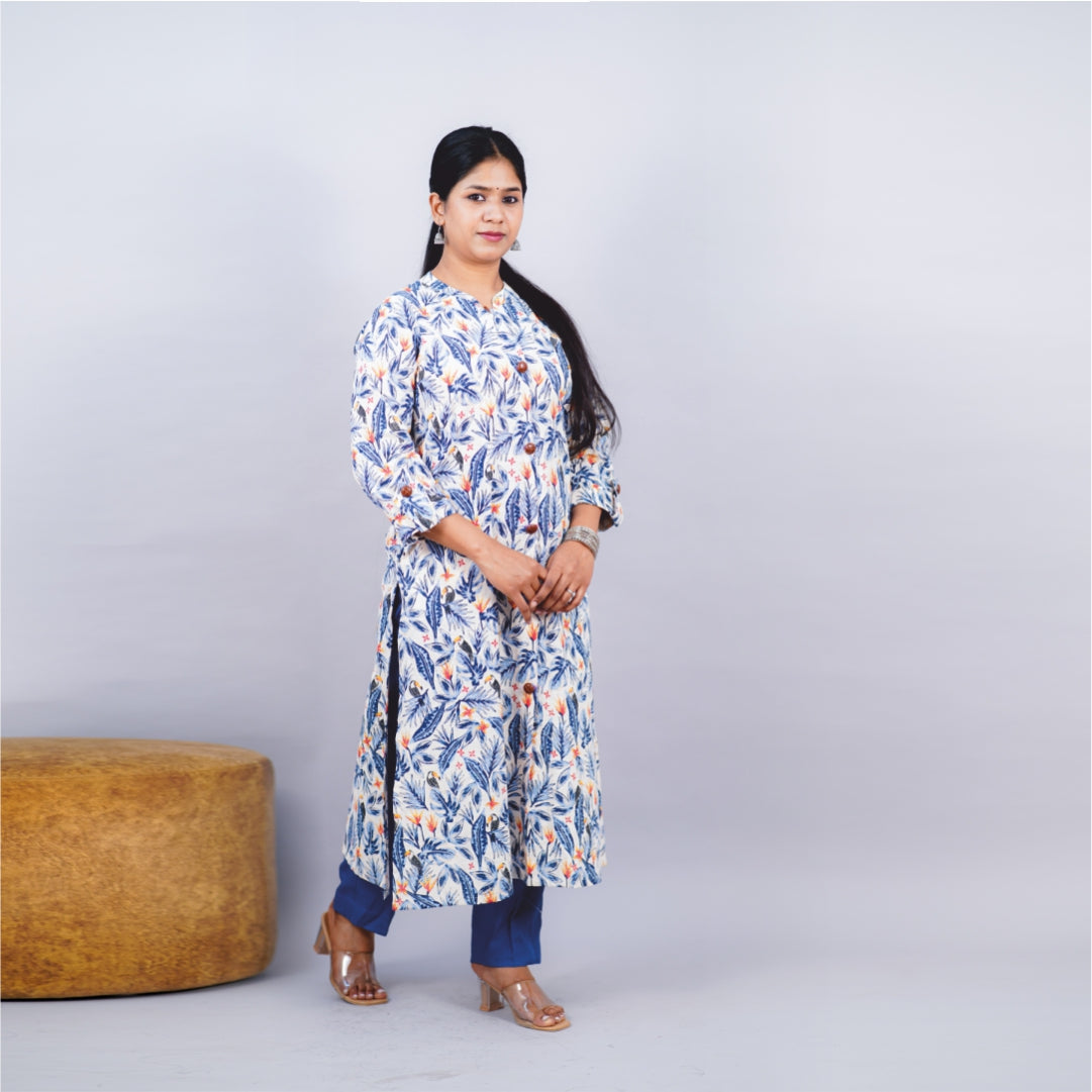 Kurti Chinese collar Fabric Cotton Linen
