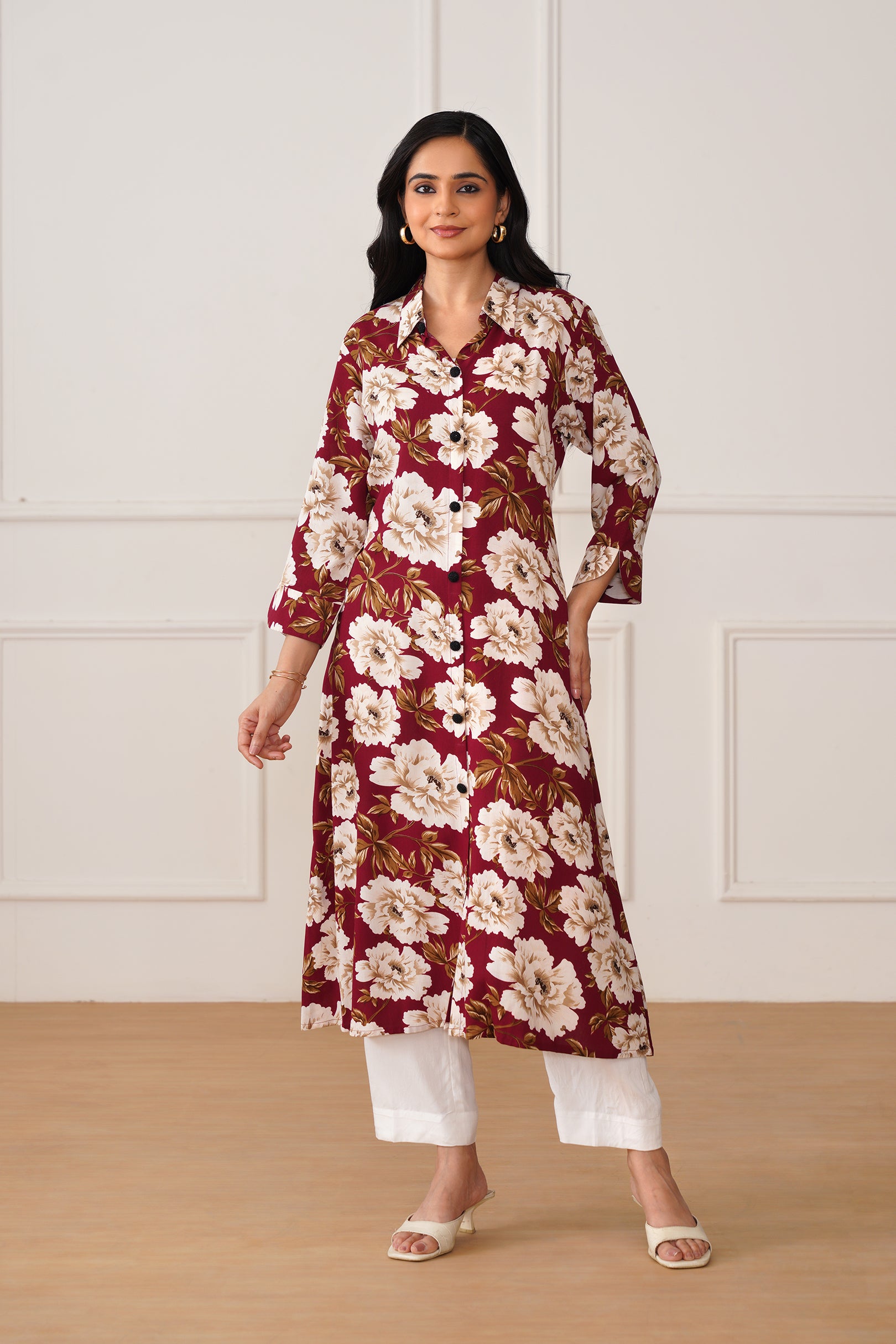 Modal Rayon Shirt Collar Kurti