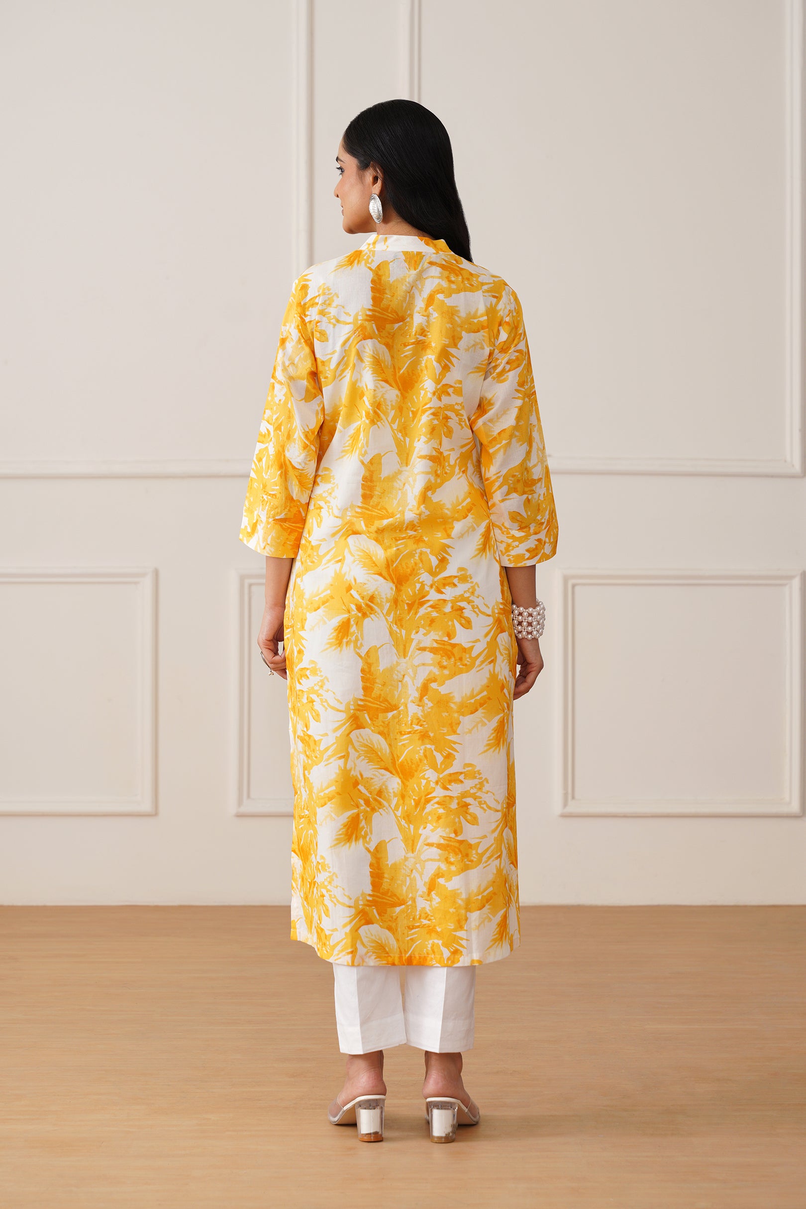 Yellow V-Neck Kurti