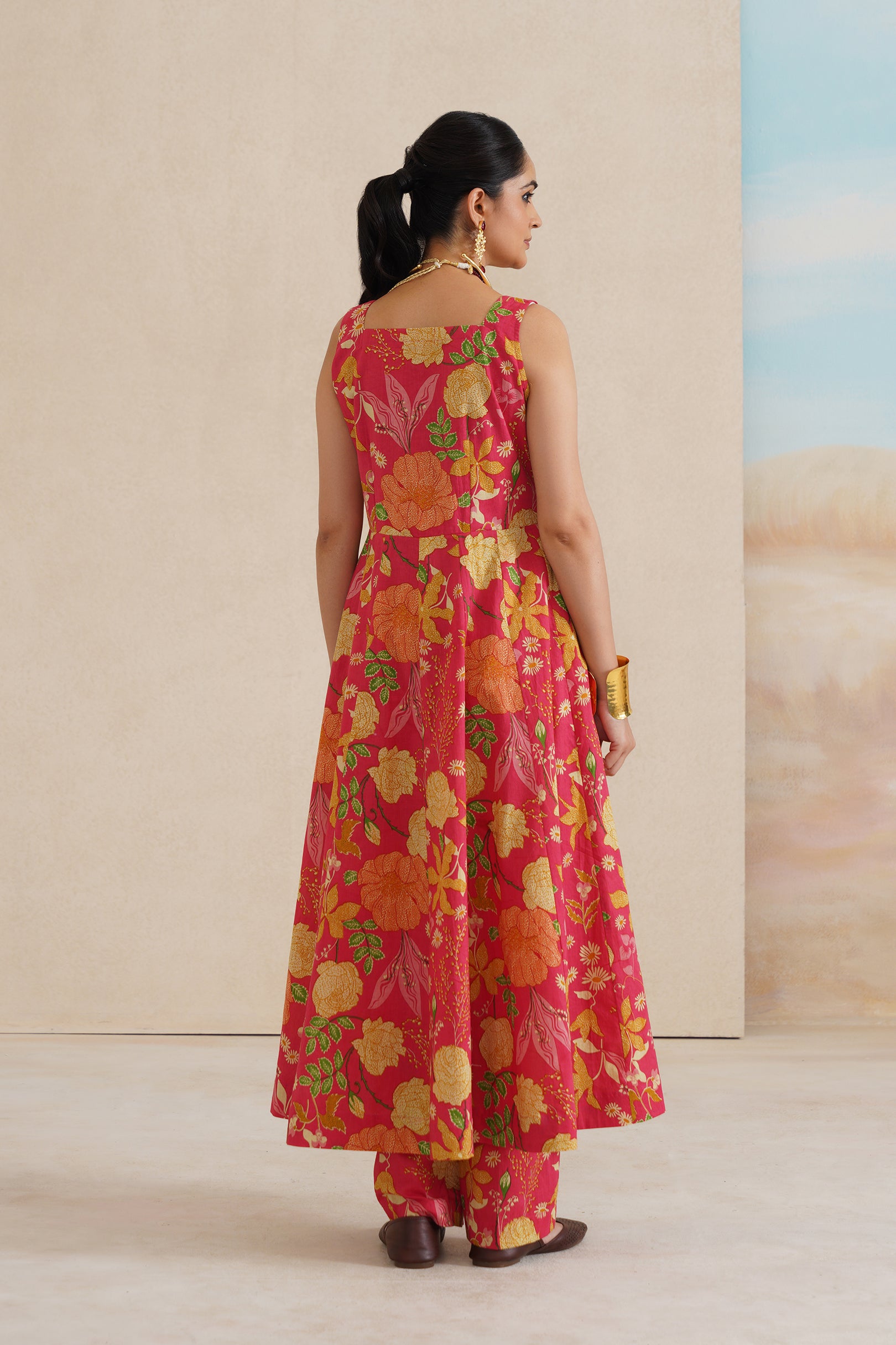 Anarkali Cotton Suit in Cambric with Dupatta