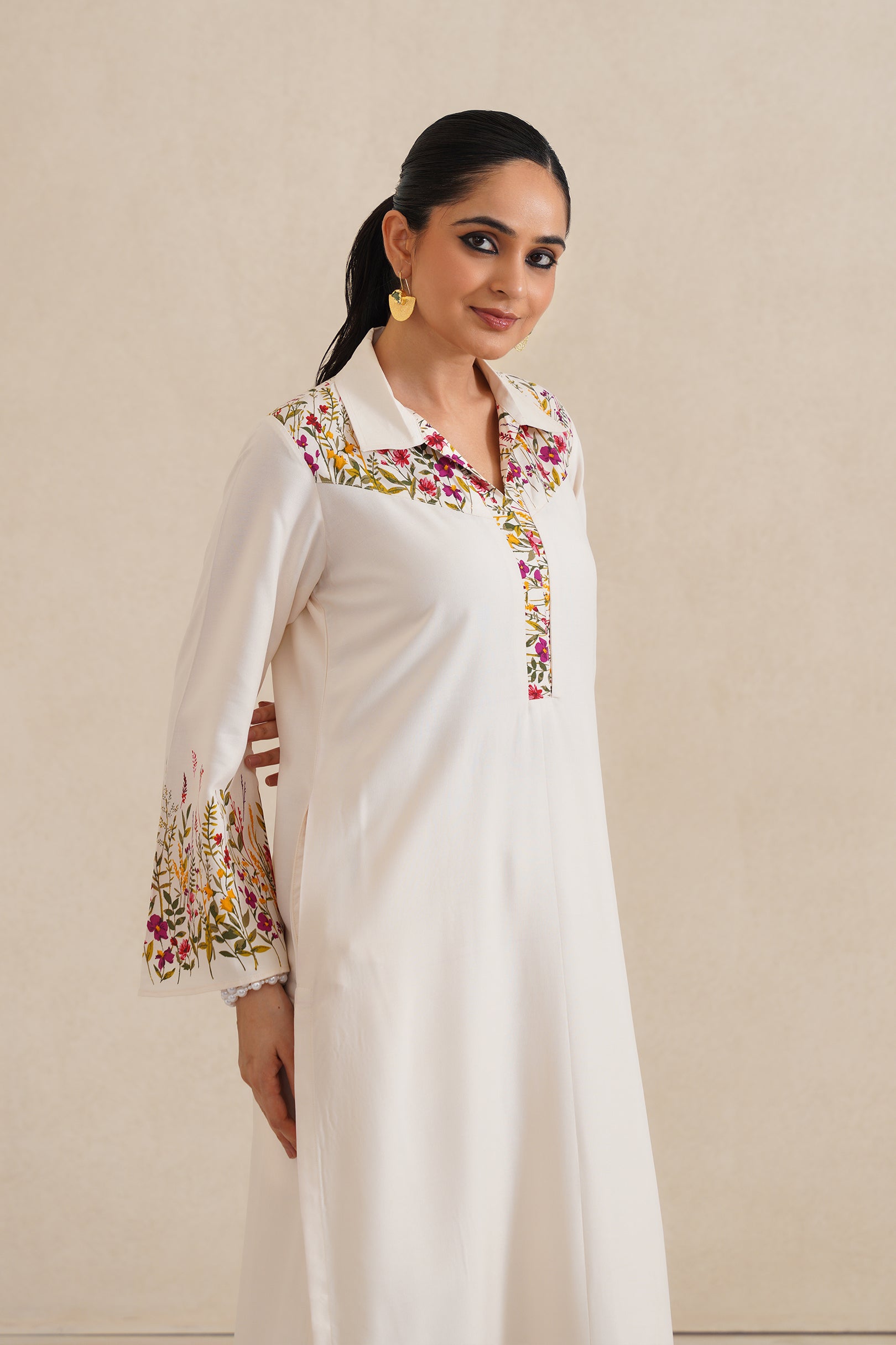 Shirt Collar Kurti Set