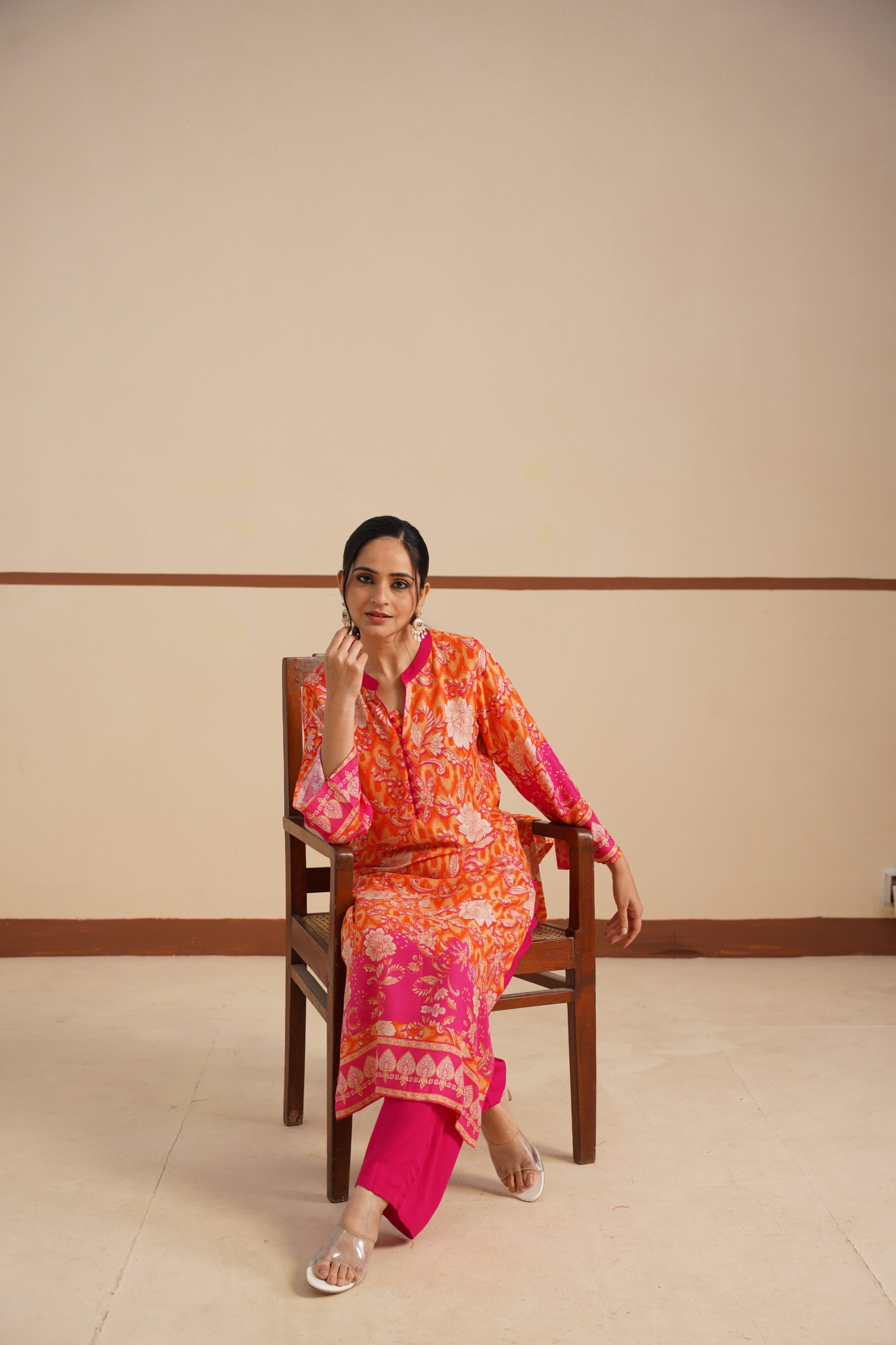 Chinese Collar Dobi Fabric Kurta set