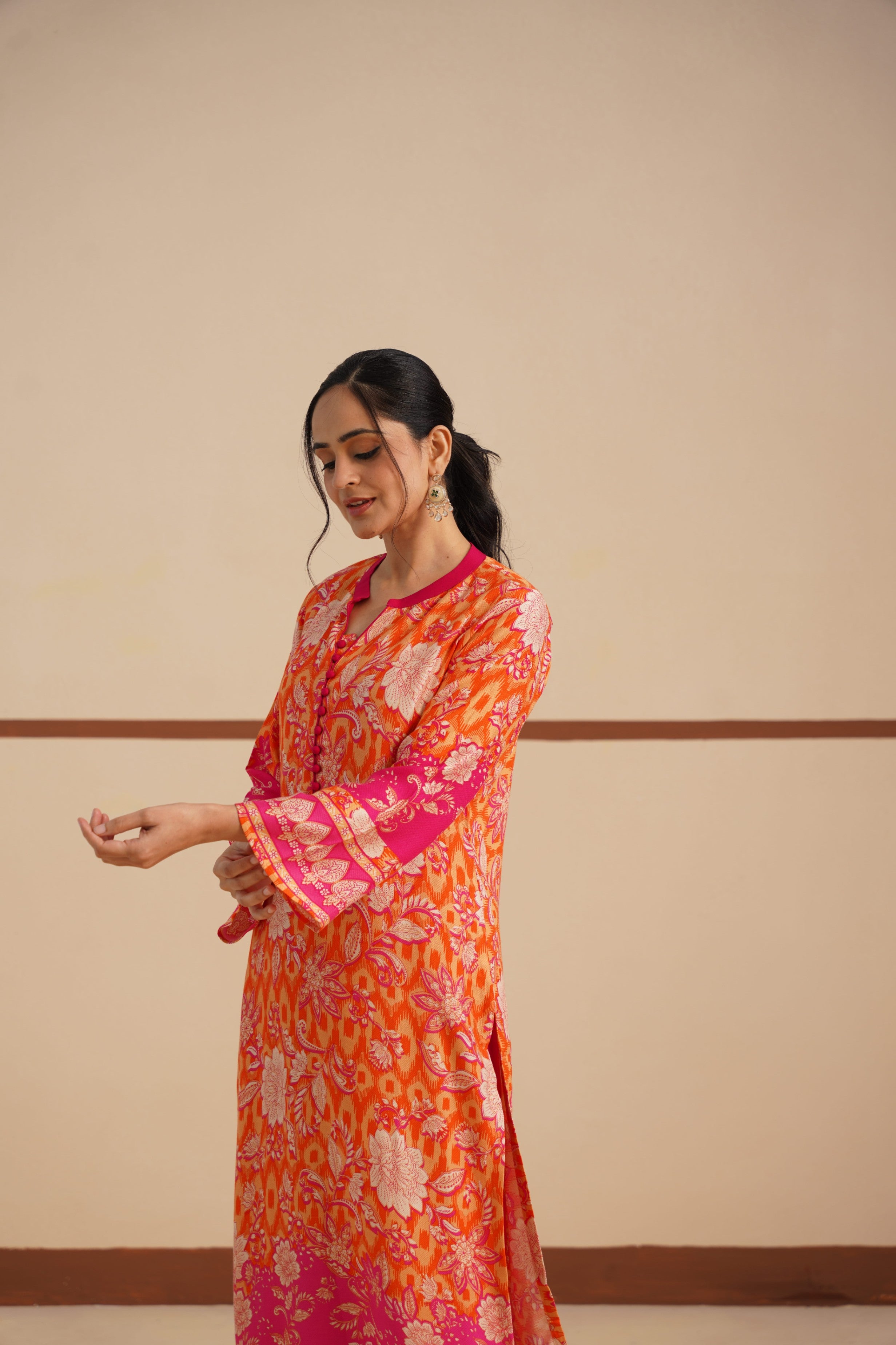 Chinese Collar Dobi Fabric Kurta set