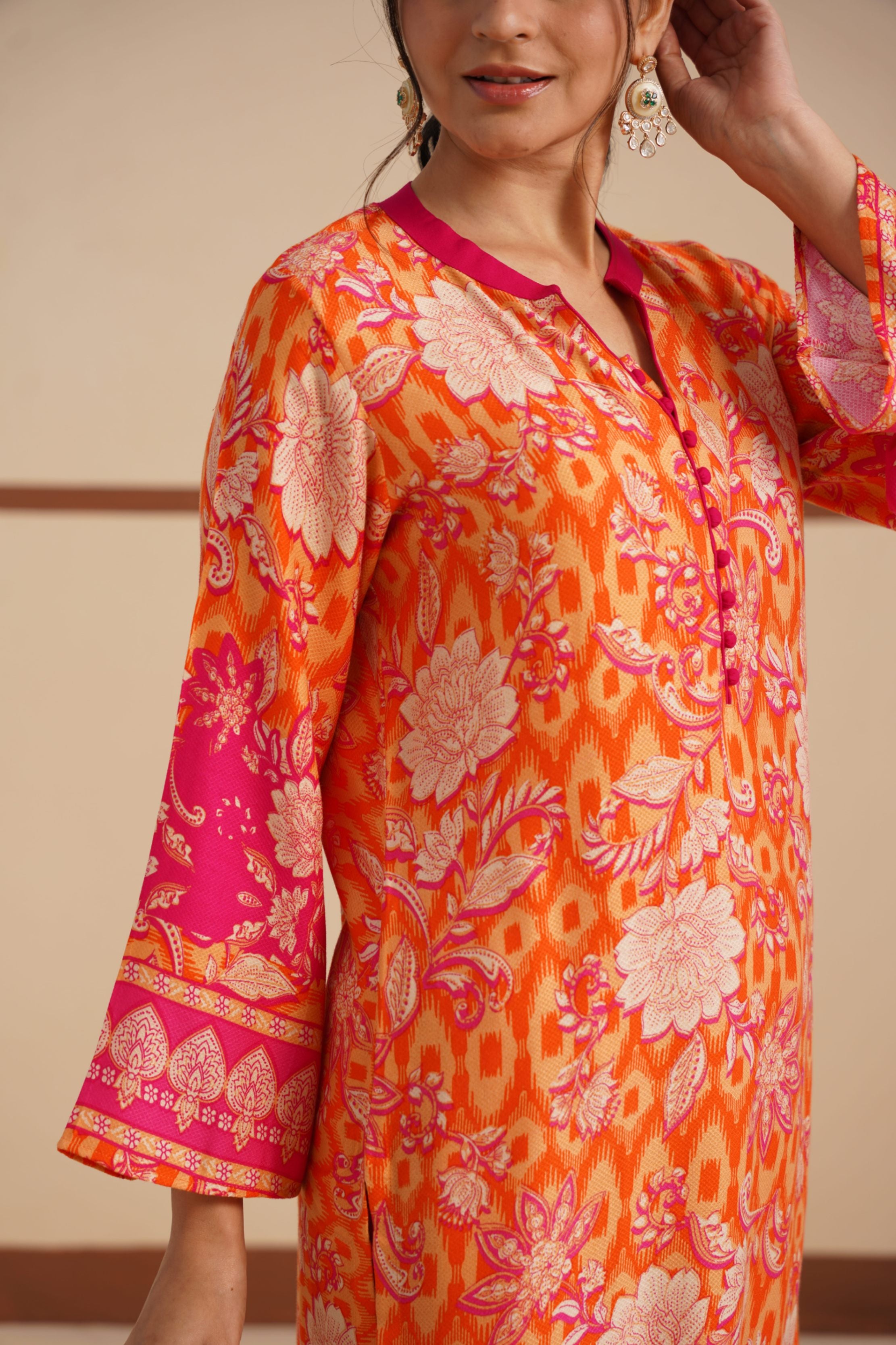 Chinese Collar Dobi Fabric Kurta set