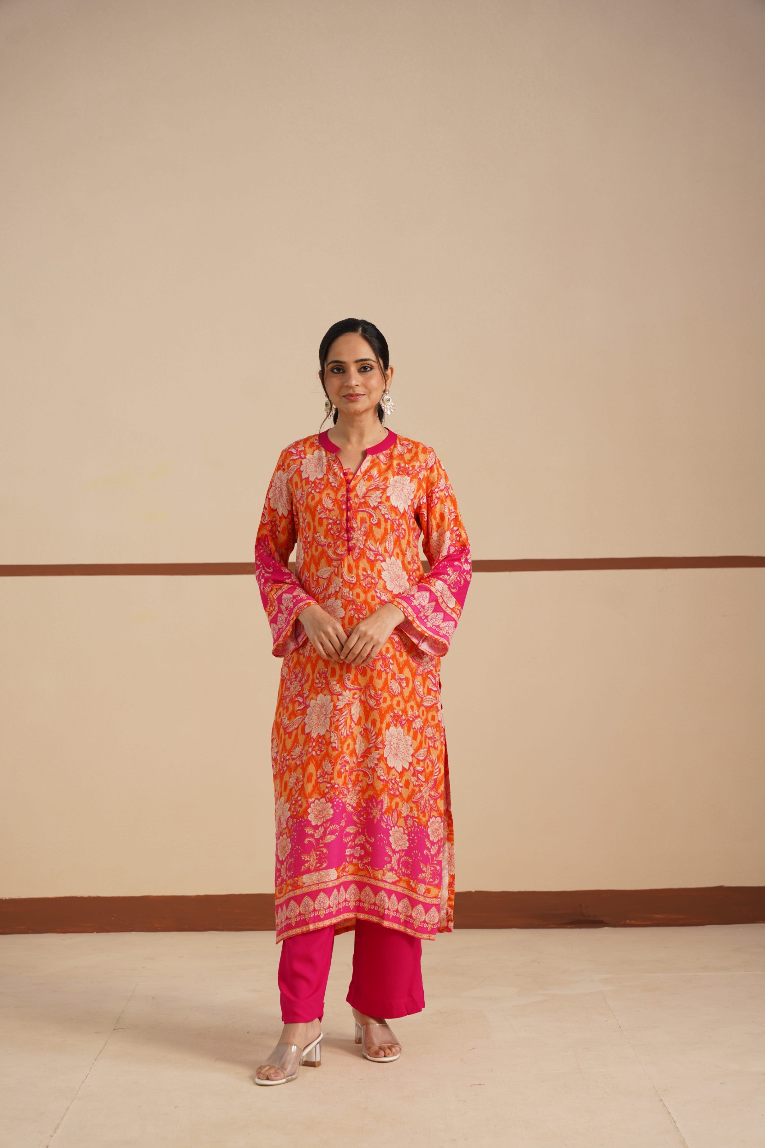 Chinese Collar Dobi Fabric Kurta set