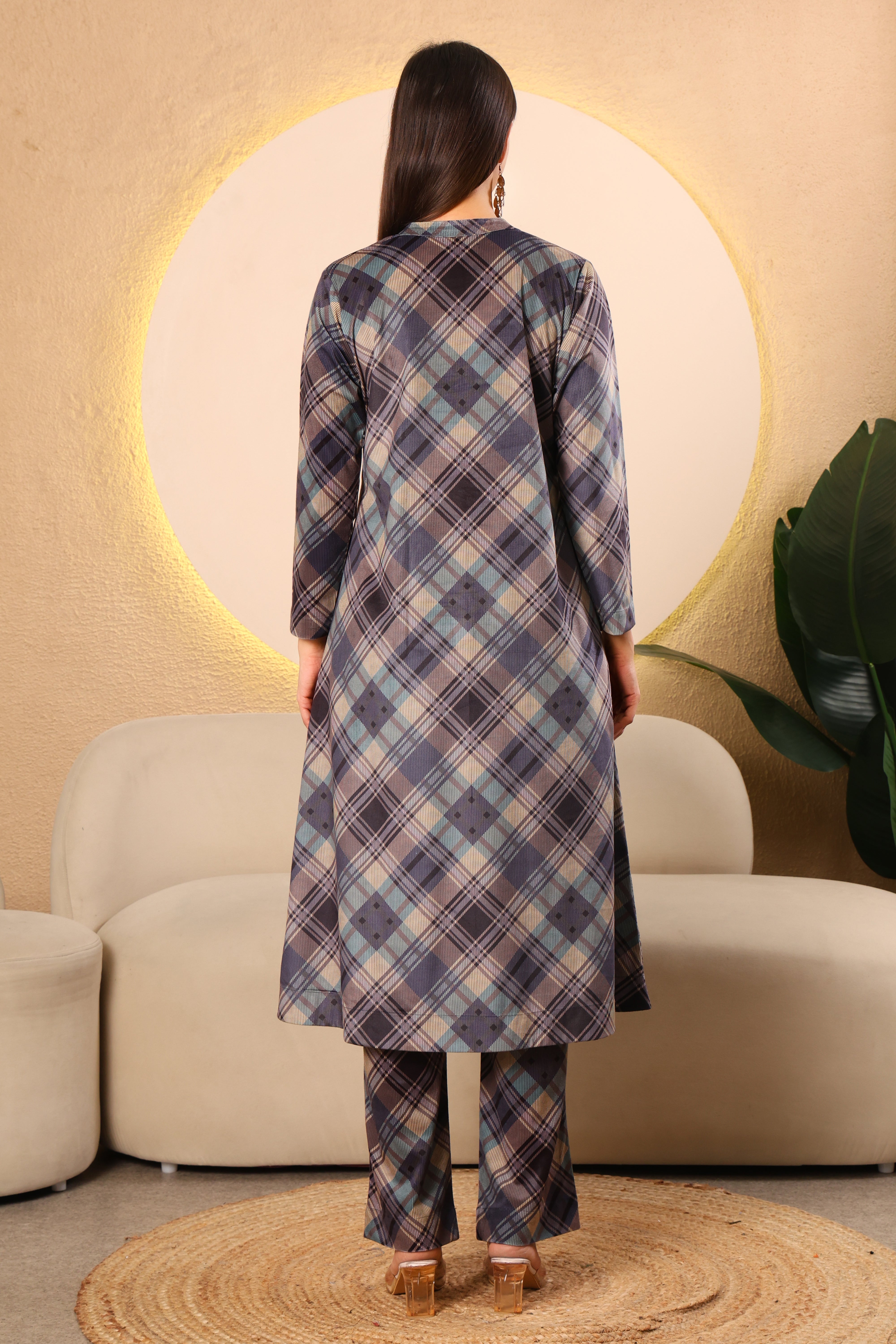 Cotrise Premium Checked A-Line Kurta Set