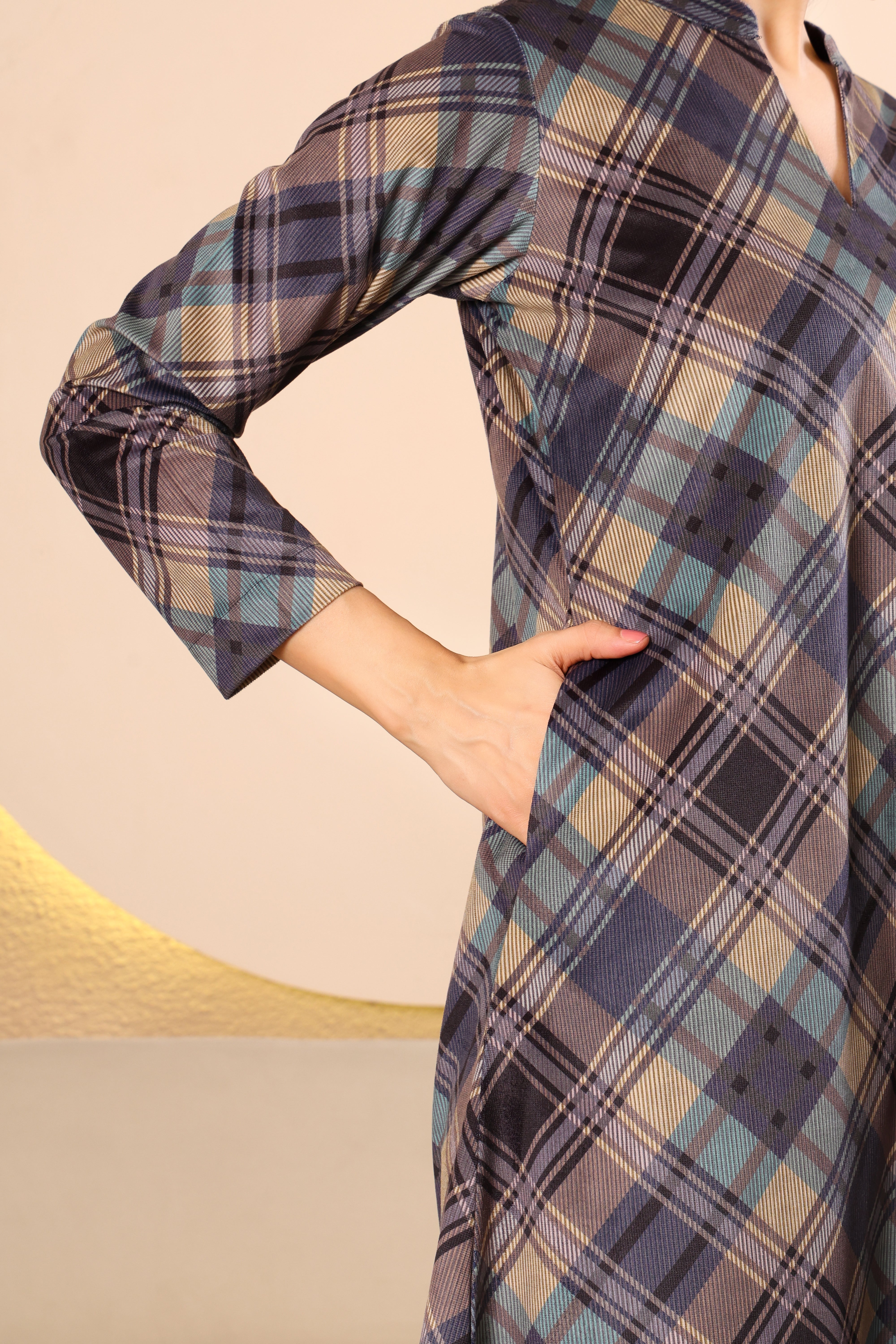 Cotrise Premium Checked A-Line Kurta Set