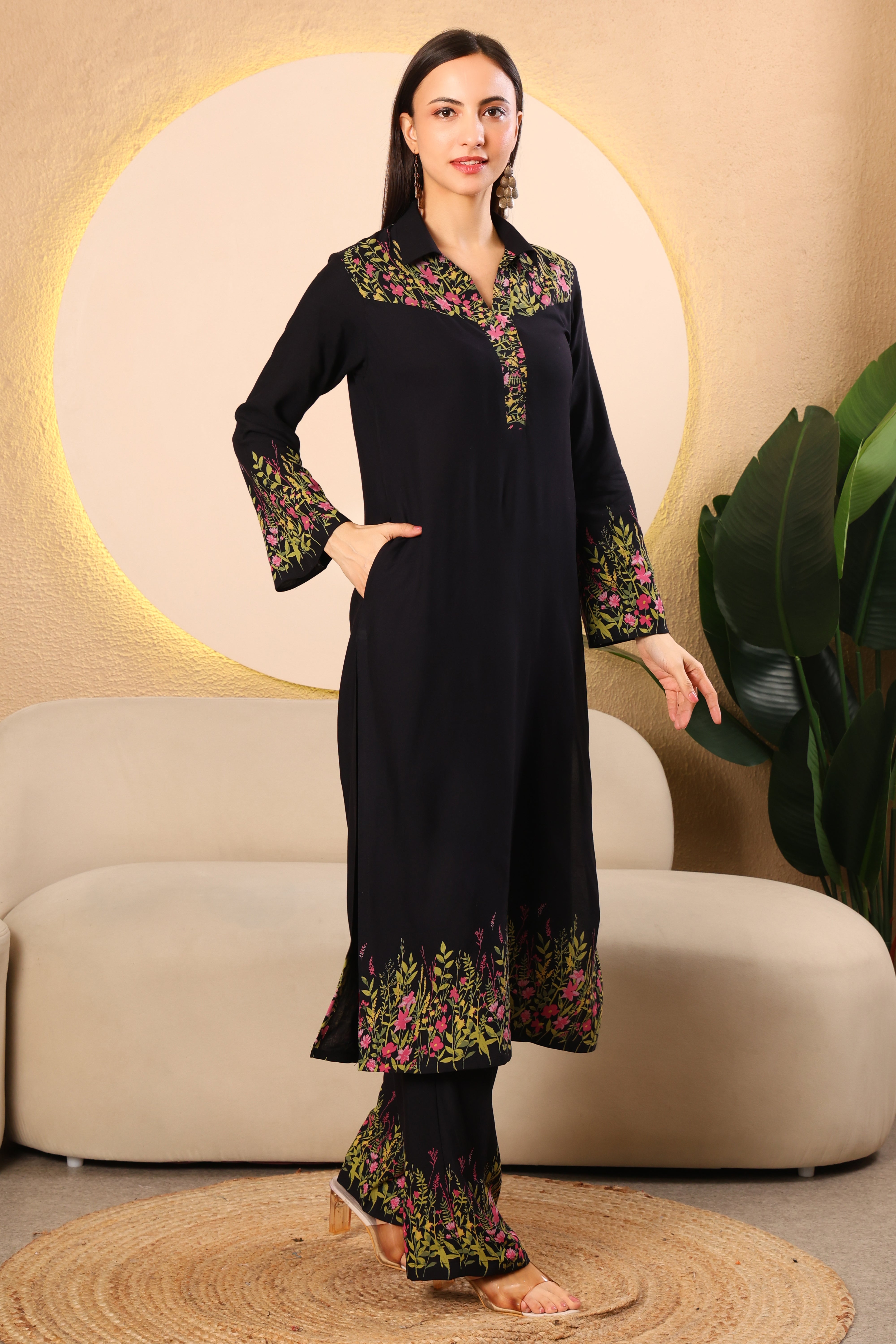 Shirt Collar Kurti Set