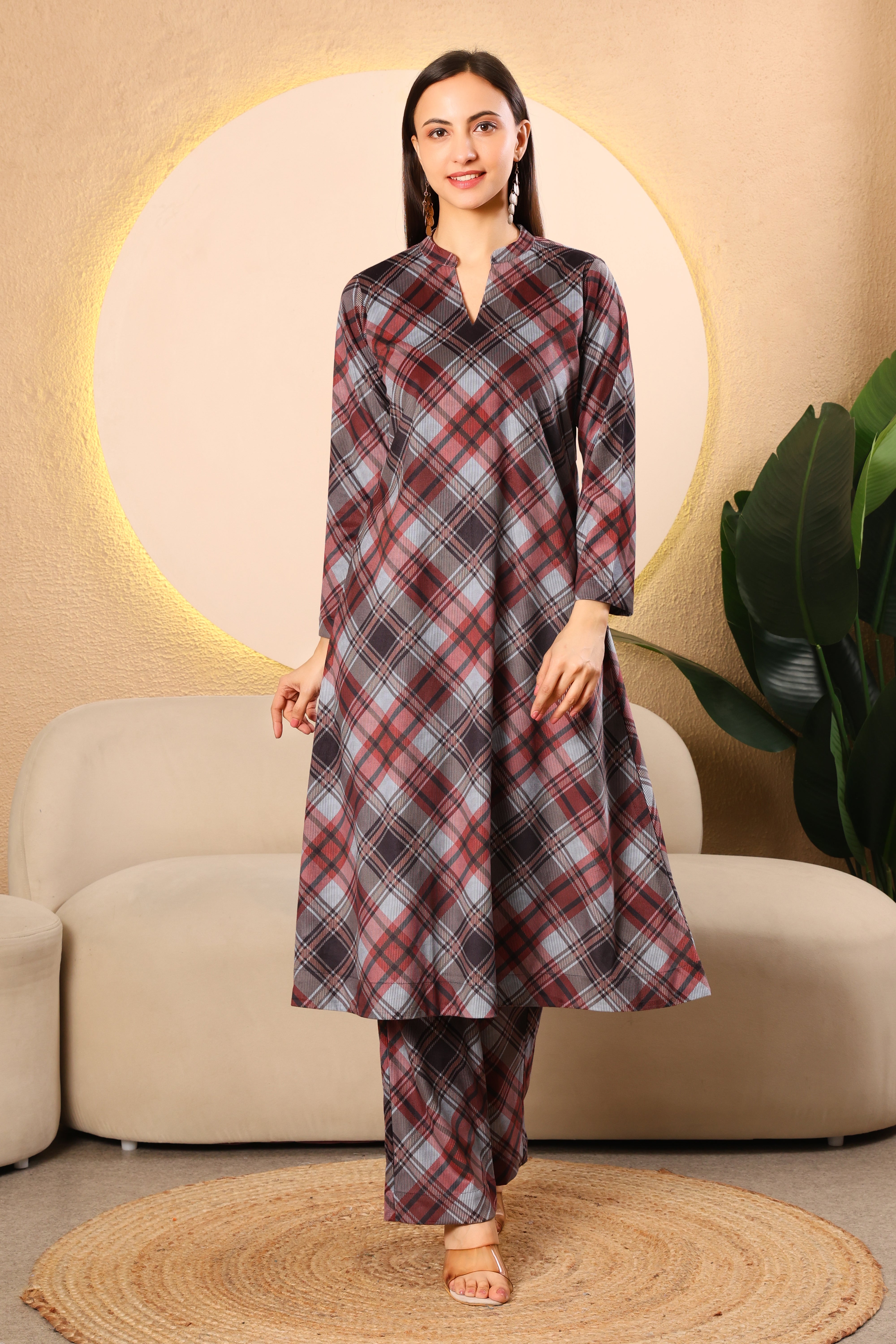 Cotrise Premium Checked A-Line Kurta Set