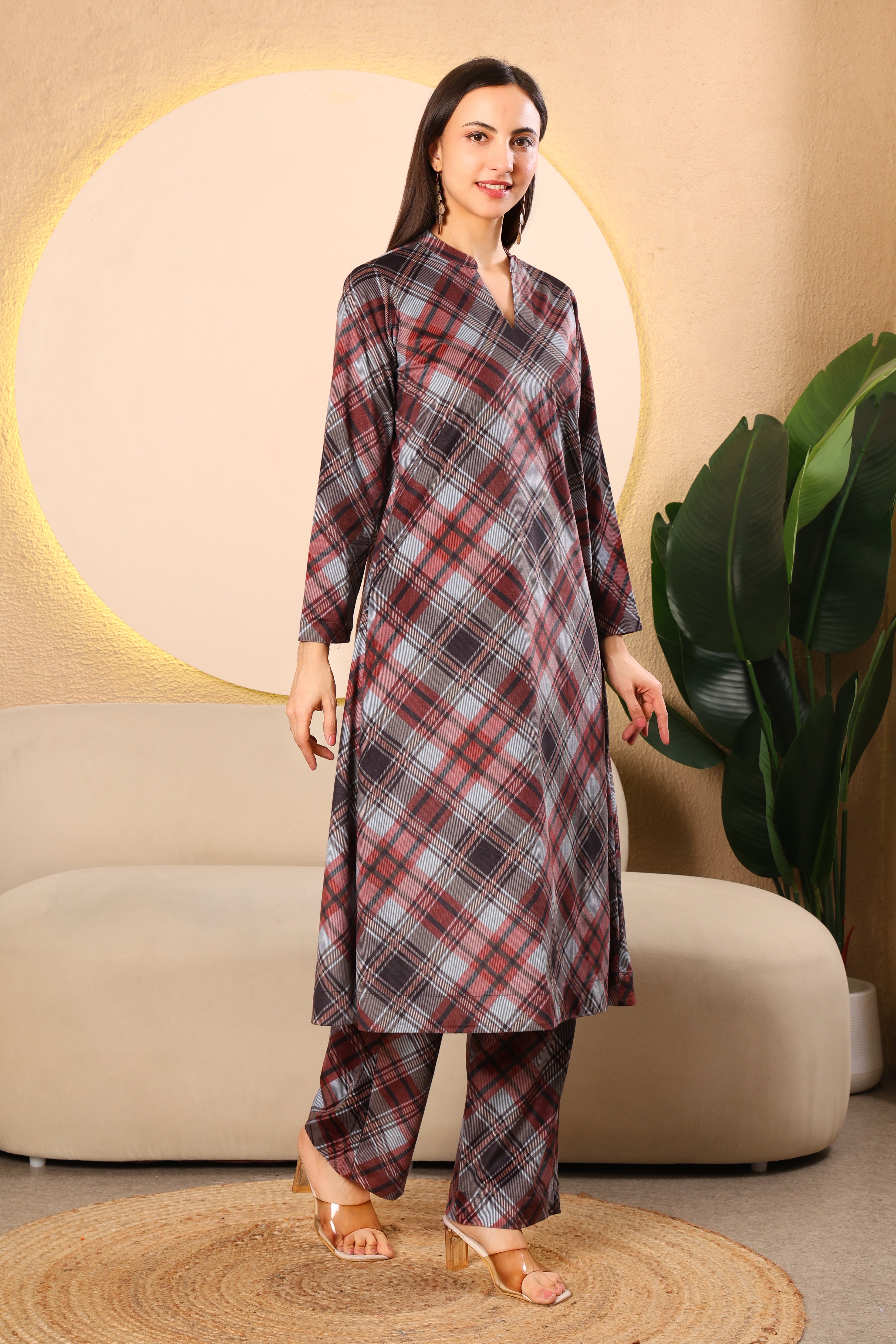 Cotrise Premium Checked A-Line Kurta Set