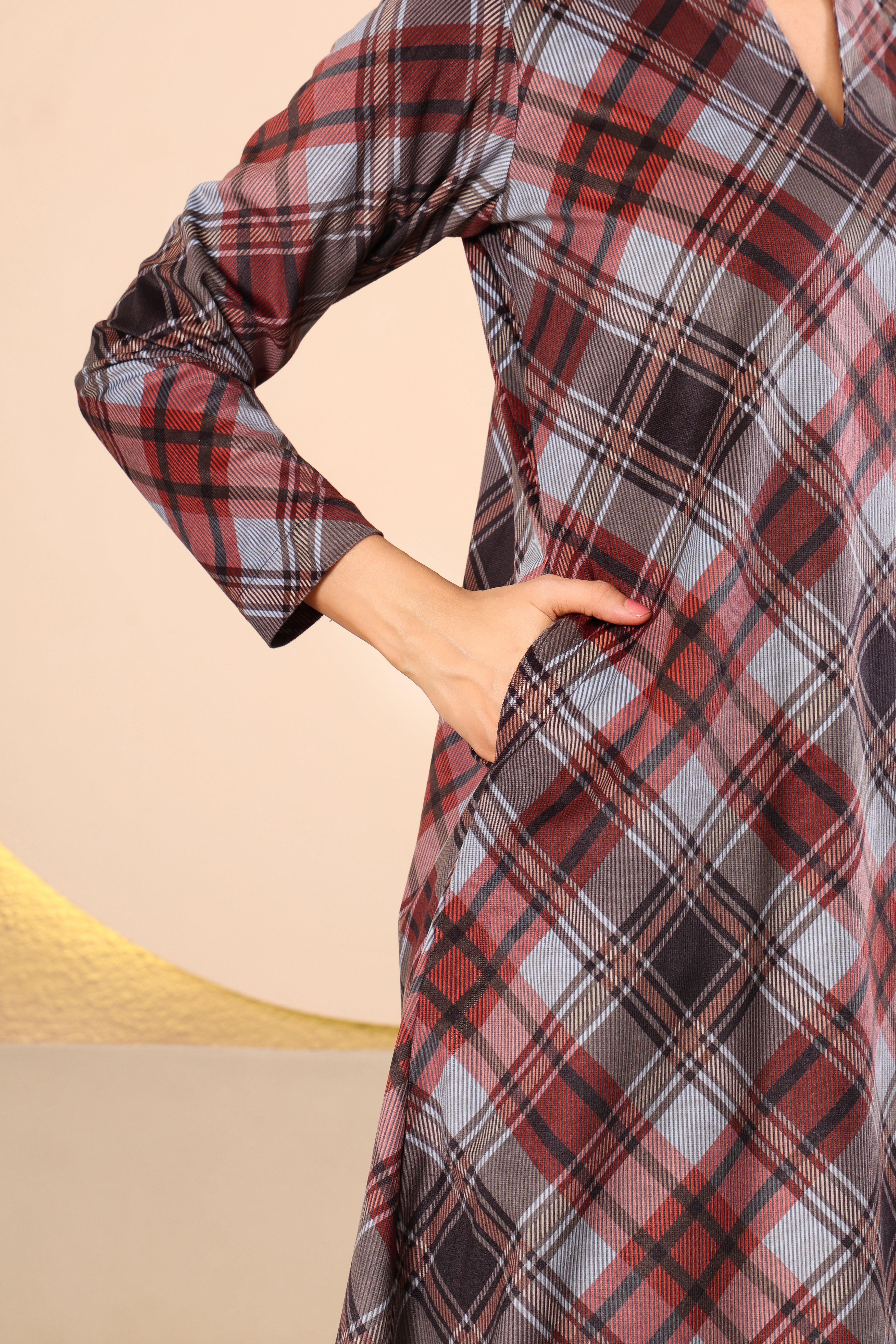 Cotrise Premium Checked A-Line Kurta Set
