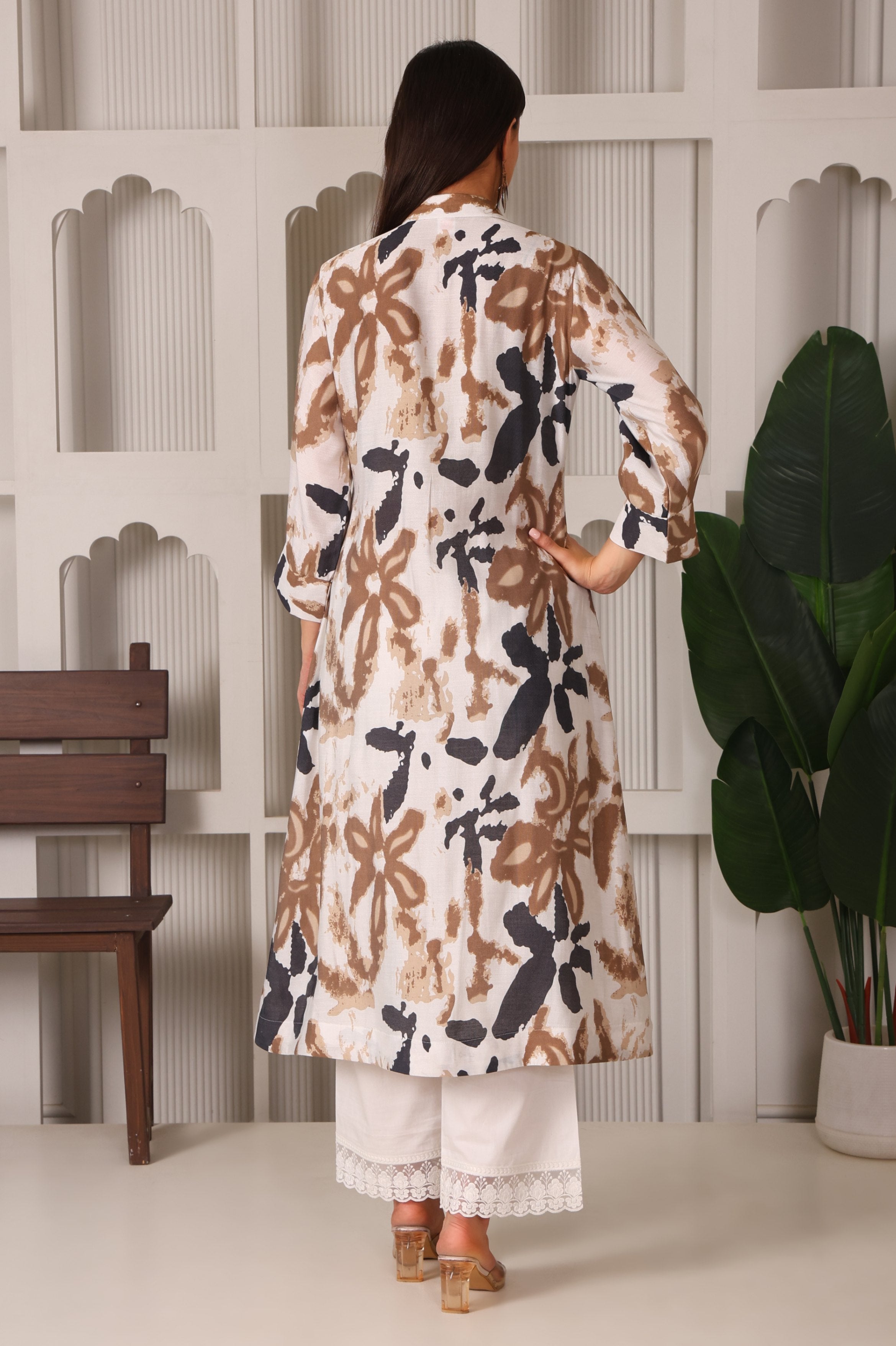 Chic Cotton Linen Shirt Collar Kurta Set