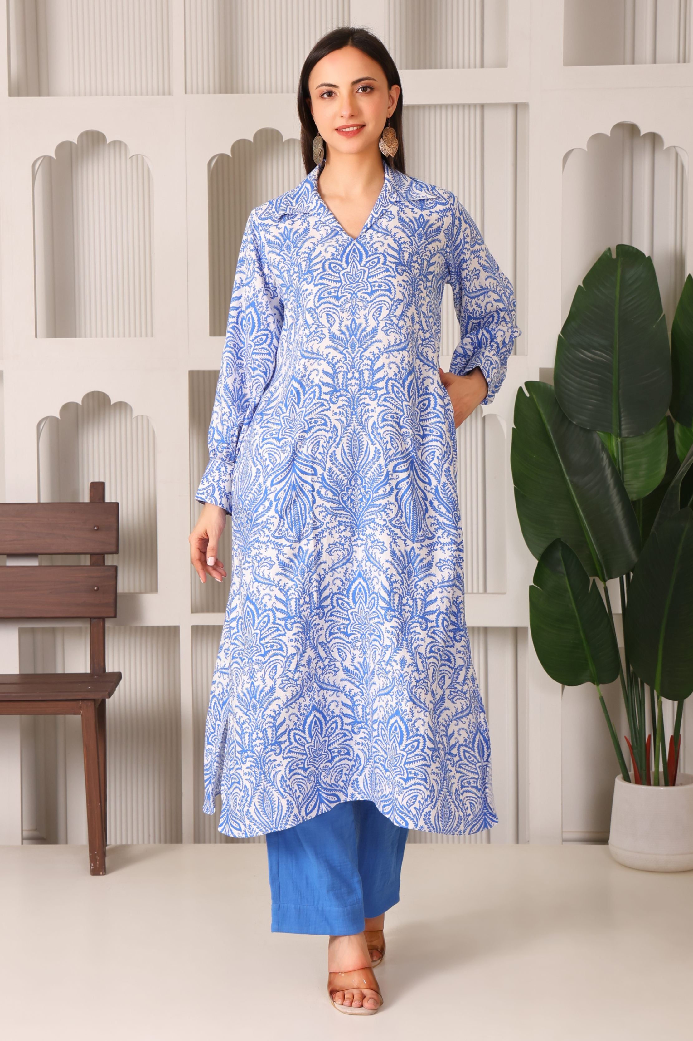 Chic Printed Rayon Kurta Set