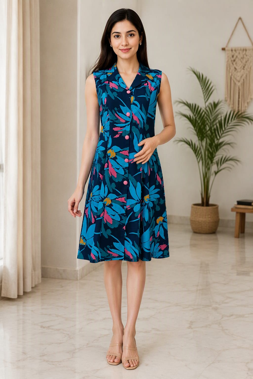 Stylish Cambric Midi Dress