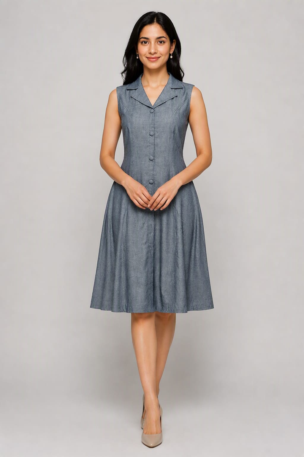Comfortable Denim Midi Dress
