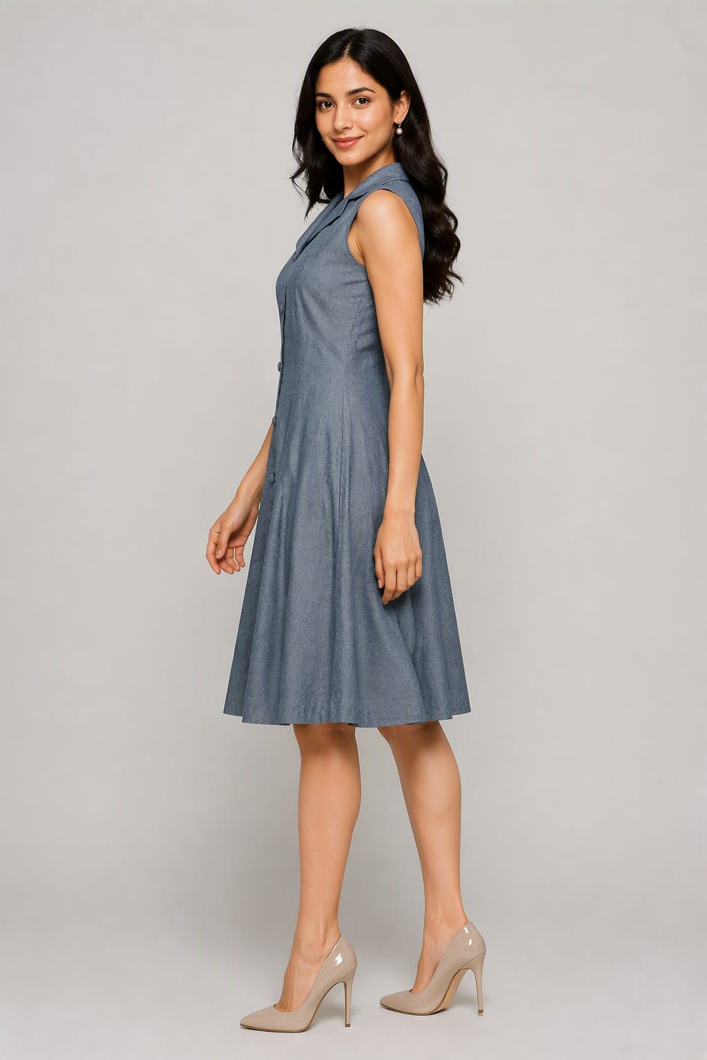 Comfortable Denim Midi Dress