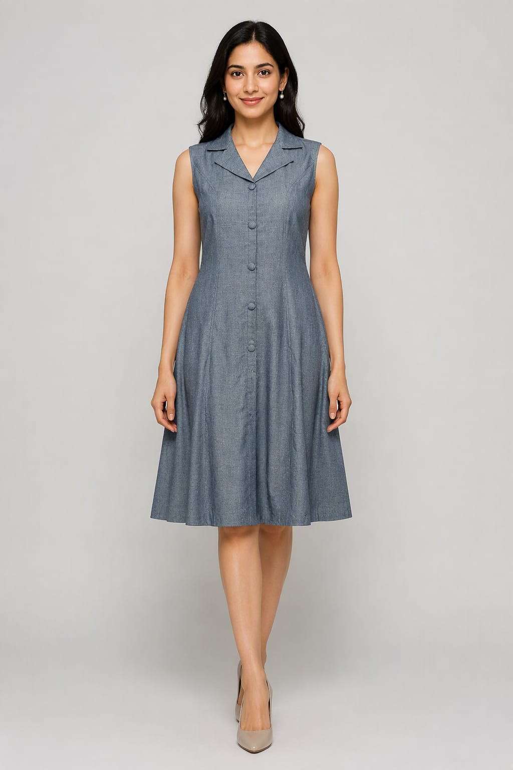 Comfortable Denim Midi Dress