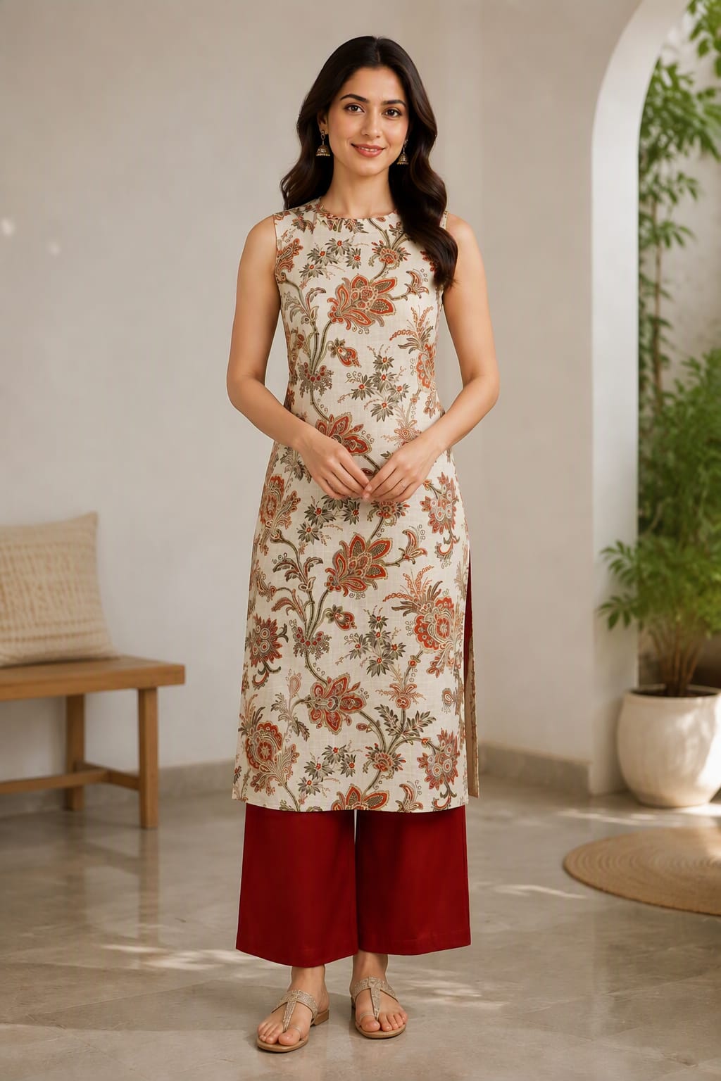 Stylish Cotton Slub Kurta Set